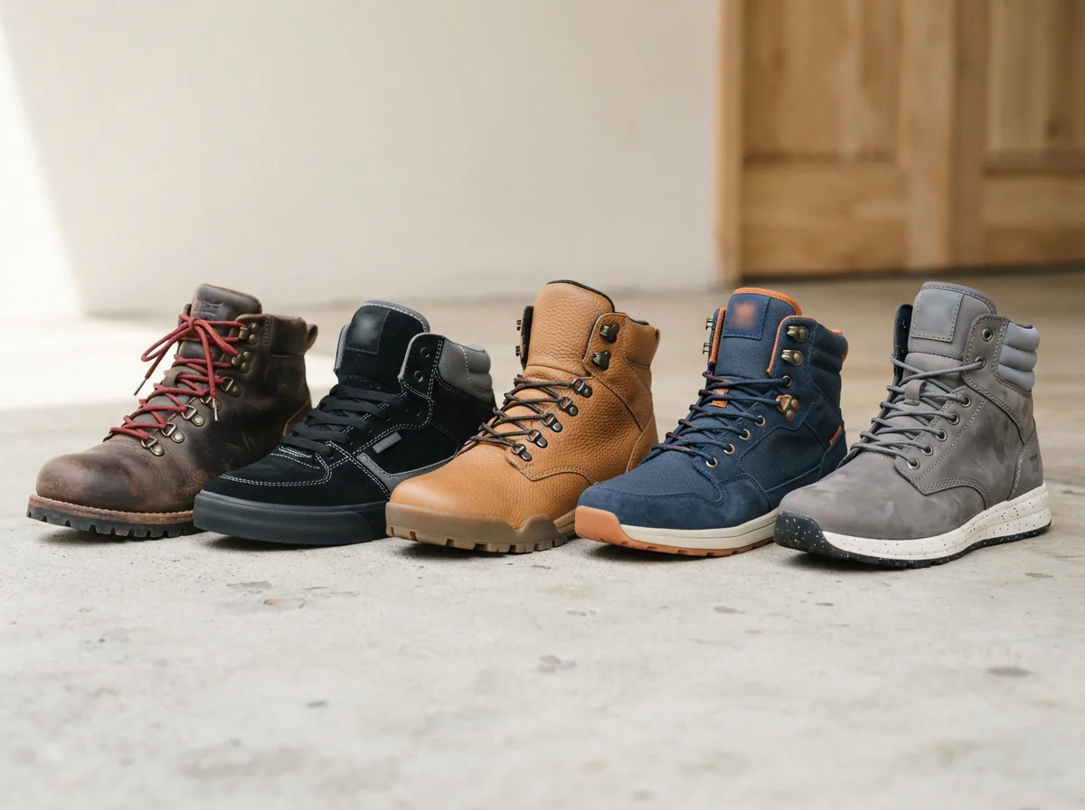Comparison scene of Supra boots with varied features like soles and uppers side by side.