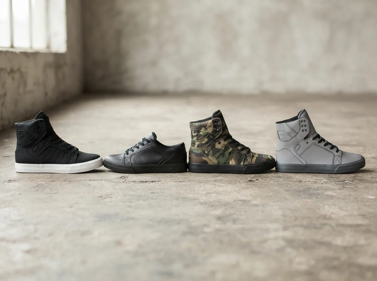 Comparison of different Supra Skytop Vader models highlighting design variations.